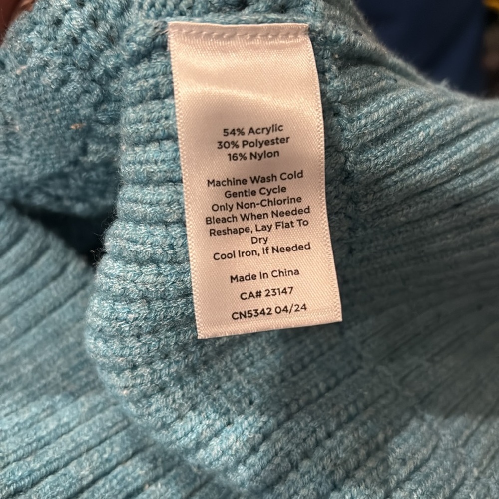 Talbots Blue Knit Zip-Up Sweater size medium - Picture 5 of 7